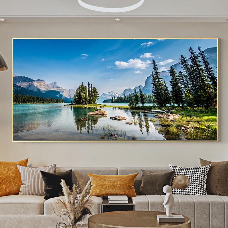 Картина на холсте Озеро с горным лесным пейзажем Жикле Постеры Принты для декора стен гостиной