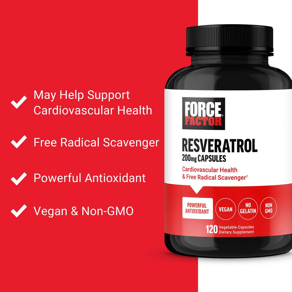 Force Factor Resveratrol, 200mg, 120 Veggie Capsules