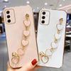 For Samsung A55 A35 A25 A15 Fashion Plating Love Heart Bracelet Chain Phone Case For Galaxy A53 A73 A13 A23 A52 A72 Soft Silicone Shockproof Cover