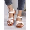 Large Size Flat Sandals Women Summer New Round Head Open Toe One Word Buckle Strap Outer Wear Sandals