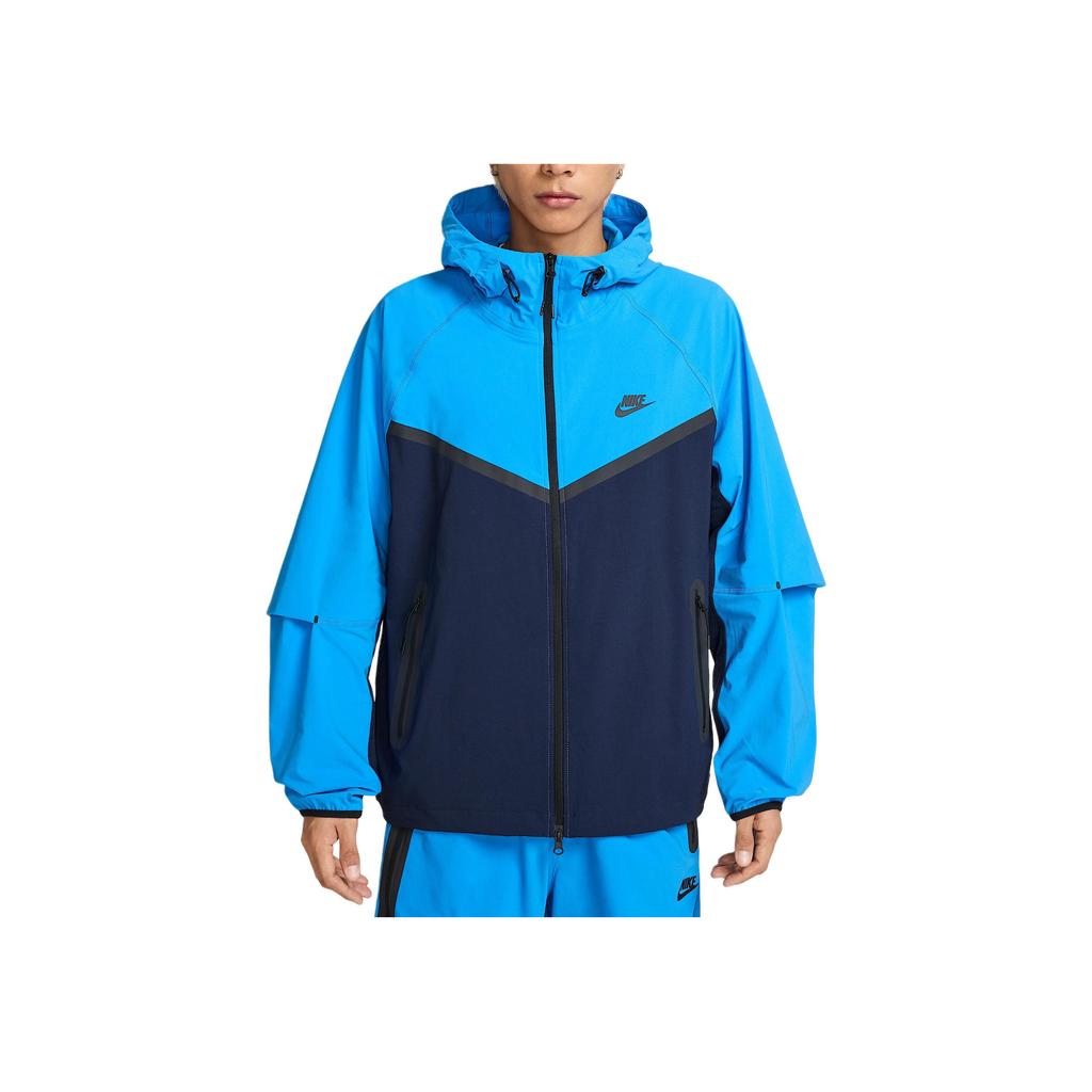 Nike Серия Tech Блок Цвета Удобная Куртка с Длинным Рукавом Мужские куртки Обсидиан Светло-Фото-Синий HV6514-451