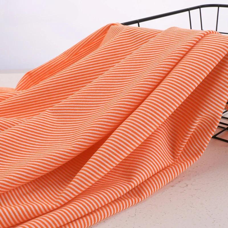 100% Cotton Knitting Elastic Fabric Wide 1mm Stripe DIY Sewing Clothing Cloth 100x170cm 100% Tissu Hometextile Tela Sewing