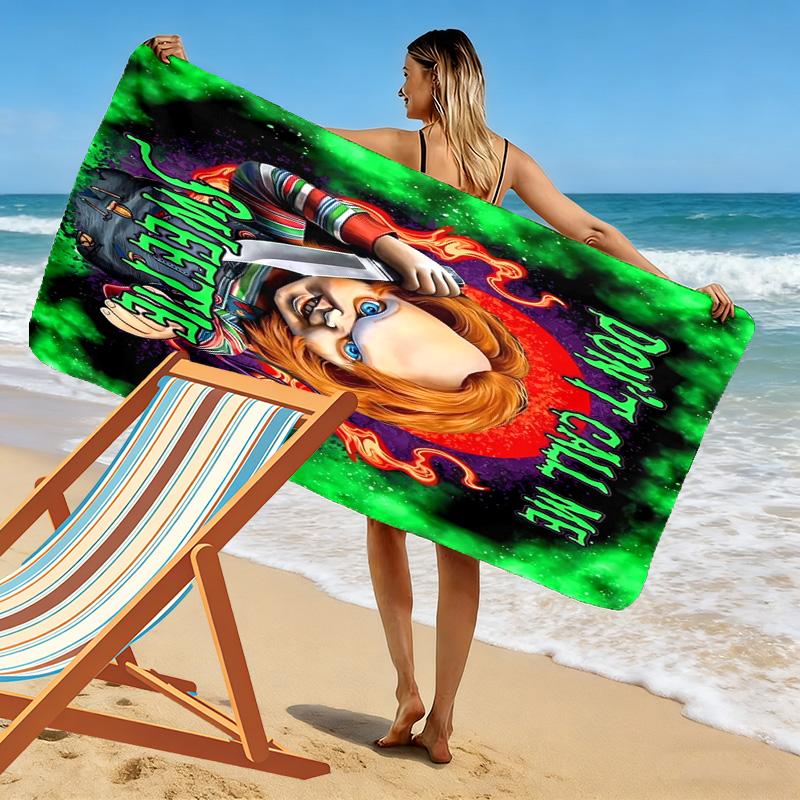 Horror Character Print Beach Towel, Large Soft Quick Dry Towel for Beach Camping Swimming