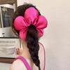 Soft Pillow Elastic Hair Band Scrunchie for Women Luxury Design Big Flower Filled Cotton Solid Satin Ponytail Ties Accessories