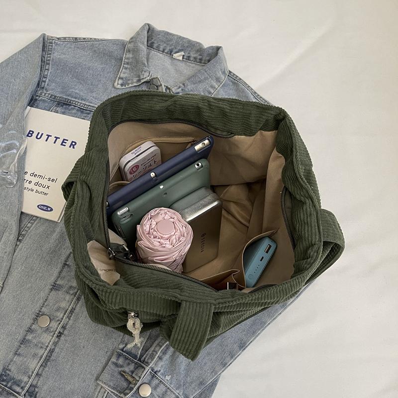 Вельветовая сумка-тоут женская сумка для поездок на работу, большая вместимость, сумка через плечо