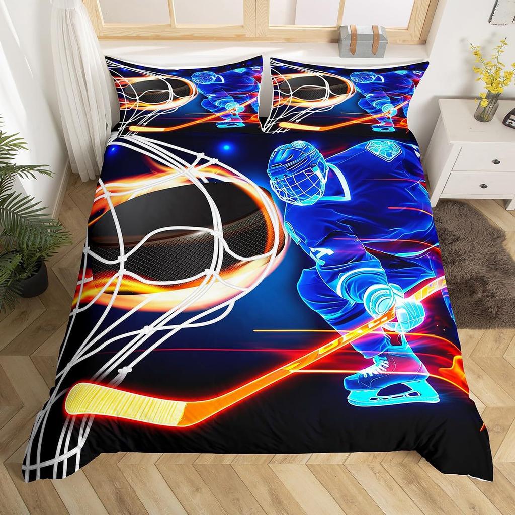 Ice Hockey 3D Digital Printing Quilt Cover Home Textile Three-Piece Three-Piece Set