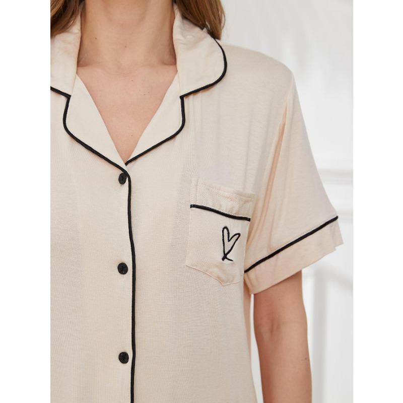 Комплекты домашней одежды Кардиган Рубашка с короткими рукавами Шорты Летняя пижама для женщин