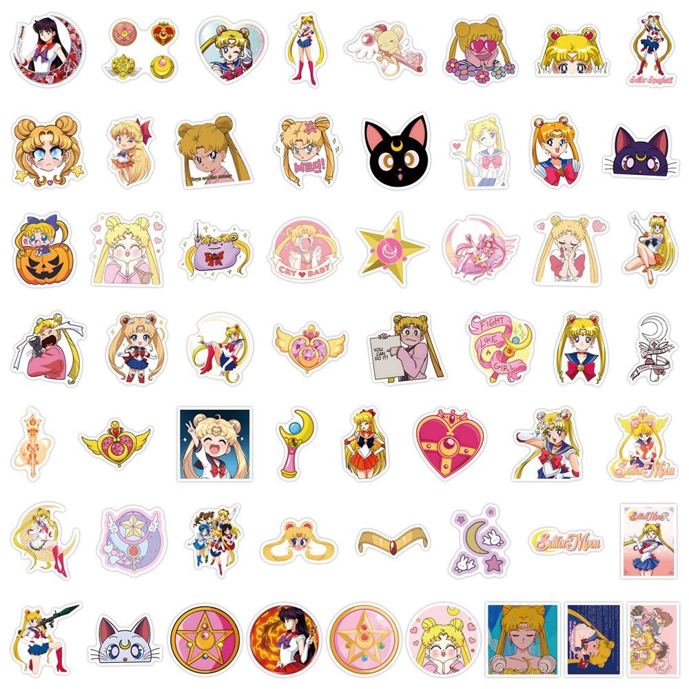 55Pcs Cartoon Sailor Moon Graffiti Stickers Suitcase Water Cup Stationery Mobile Phone Laptop Refrigerator Decoration Diy Decals