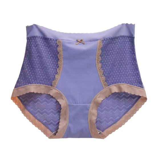 Lady Underpants Lace High Waist Solid Color Thin Tummy Control Elastic Panties Seamless Good Breathability Daily Sport Briefs