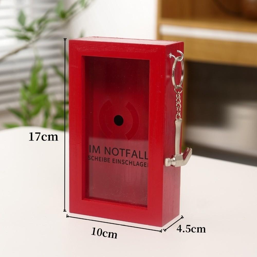 Break In Case Emergency Gift Box Red Wooden Material Gift Packaging Case with Hammer Gag Gift Organizer for Birthday Holiday