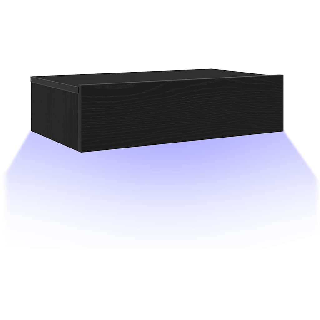 TV Cabinet with LED Lights Black Oak 60 x 35 x 15.5 cm