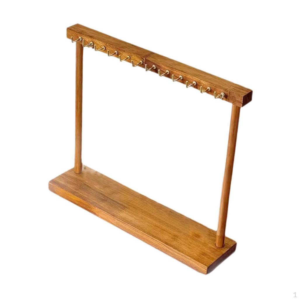 Decorative Wooden Jewelry Organizer, Simple Tabletop Necklace Holder, Stand for Girls And