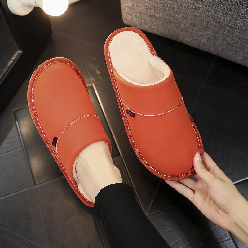 Женские новые хлопковые тапочки, домашние водонепроницаемые нескользящие теплые зимние тапочки, кожаные тапочки для спальни Baotou