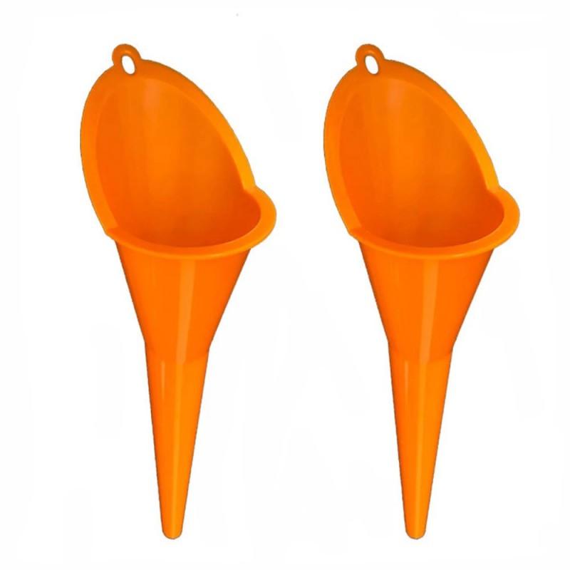 Long Spout Plastic Fuel Funnel Motorcycle Car Diesel Engine Oil Refilling Tool Orange