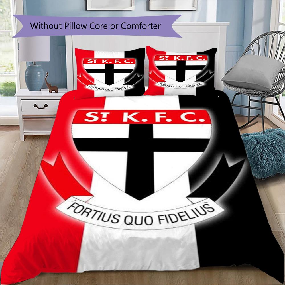 St Kilda AFL Print Pattern Bedding,Quilt Set Quilt Cover Pillowcase Home Birthday Gift (1*duvet cover+2*pillowcase,without core)ZSJT0917356