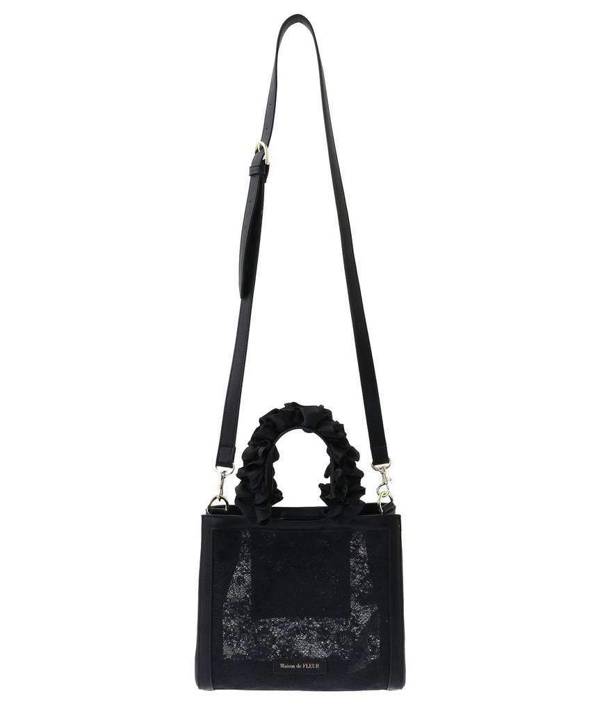 Maison de Fleur Women's Mesh Lace 2-Way Tote Bag, Black