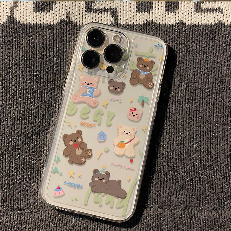 Коллекция Animal Little Bear для iPhone 17 Pro Max - Прозрачный мультяшный чехол, милый и новый для моделей 14, 15, 16, XS, 13 Pro.
