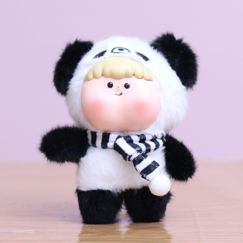 Cute Animal Vinyl Face Plush Toy Fluffy Pig Elephant Unicorn Collection Model Toy Kawaii Panda Keychain Pendant Hang Bag Plushie