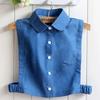 Fashion Denim Blue Women Fake Collar Shirt Detachable Collar Female False Collar Solid Shirt Lapel Blouse Top Men Women