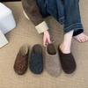 Fashion 2025  Winter New Women's Plush Slippers Retro Women Causal Fashion Shoes Simple Ladies Outdoor Flat Cotton Slippers