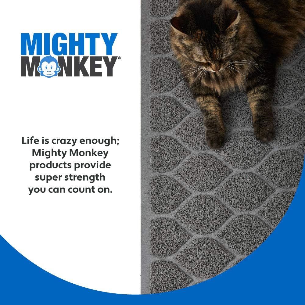 MIGHTY MONKEY Waterproof BPA Free Cat Litter Box Trapping Mat, Easy Clean Floors, Textured Backing, Soft on Sensitive Kitty Paws, Cats Accessories,