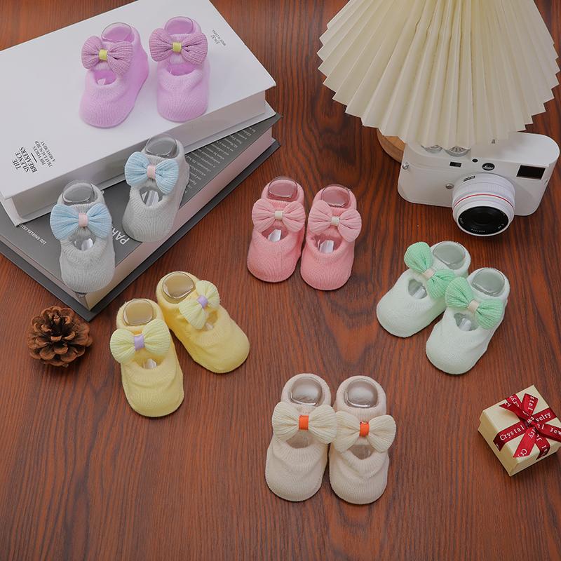1 Pair of Colorful Bow Baby Socks, Summer Thin Baby Anti Slip Floor Socks, Girls' Princess Socks, Children's Socks