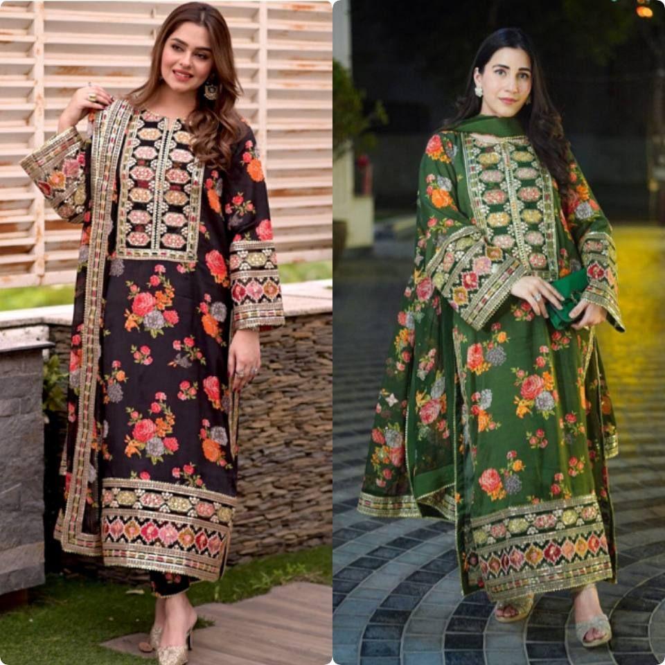 *Выпуск нового Đěsigner Party Wear Look Pur Chinon, шелкового верха, низа и комплекта Dupatta*