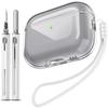 EQD for AirPods Pro 2 Case Clear, with Cleaning Kit and Keyring, White