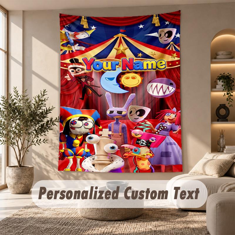 The Amazing Digital Circus Tapestry, Personalized Custom Text, Wall Hanging Tapestry For Living Room Home Wall Decor