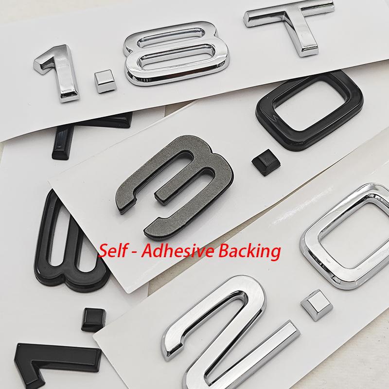 3D ABS Car Letters Logo 1.8T 2.0T 3.0T Rear Trunk Badge Emblem For f2 A3 A4 A5 A6 A7 A8 Q2 Q3 Q5 Q7 Q8 Car Sticker Accessories