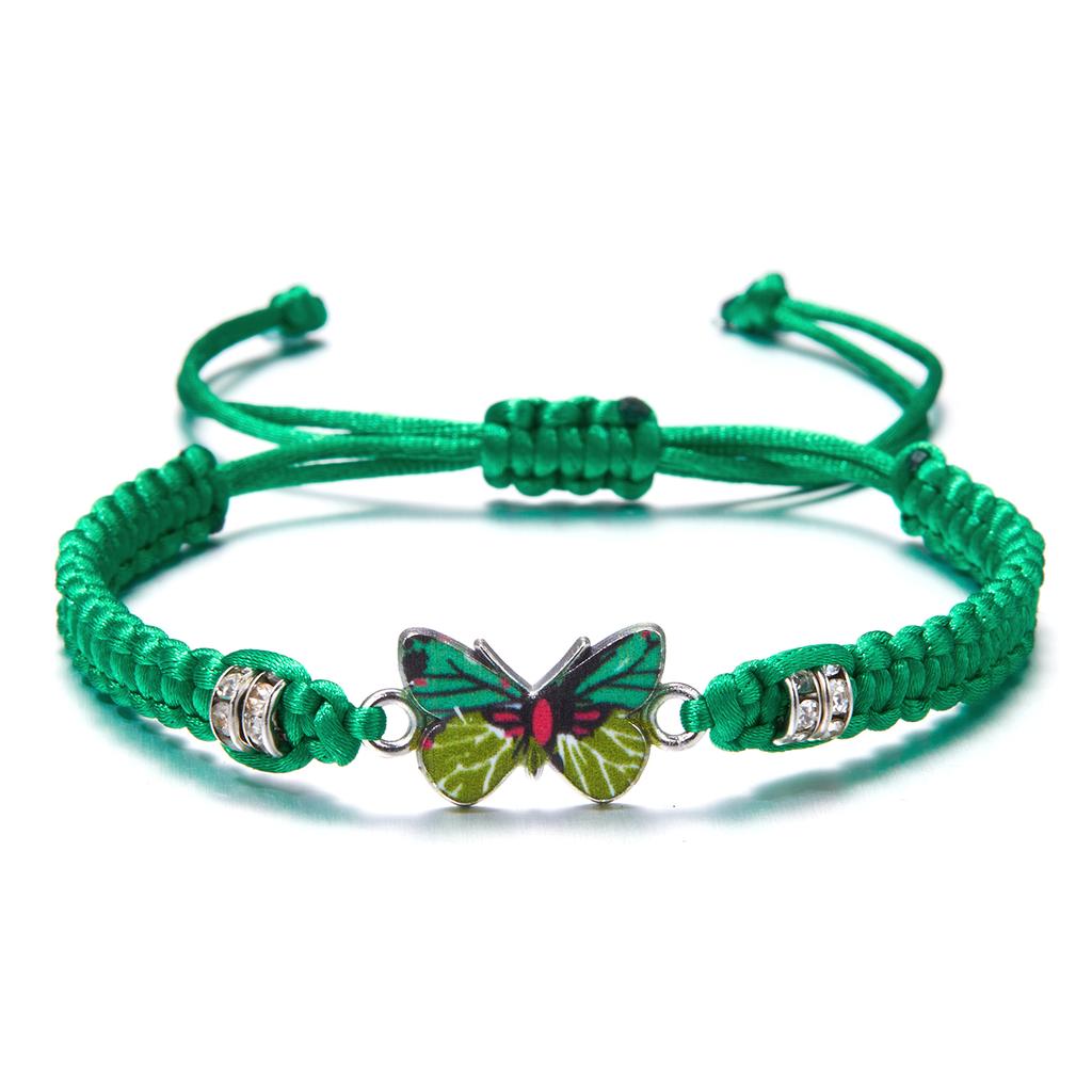 New Simple Handmade Braided String Bracelet For Women Blue Butterfly Adjustable Charm Bracelet Girls Fashion Jewelry Party Gift