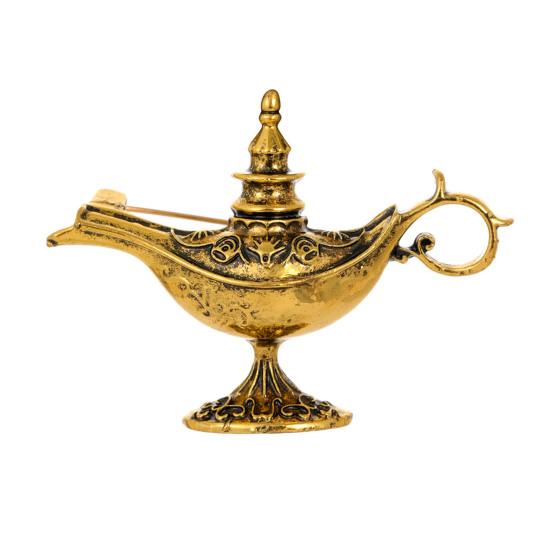 Unisex Brooch Retro Exotic Style Arabian God Lamp Glazed Enamel Anti-slip Shoulder Bag Collar Anti-exposure Pin Hat Clothes Pin
