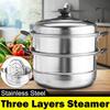 Silver 410 Stainless Steel Pot 3 Layer Soup Pot Nonmagnetic Cooking Multi Purpose Cookware Non Stick Pan Induction Cooker Pot