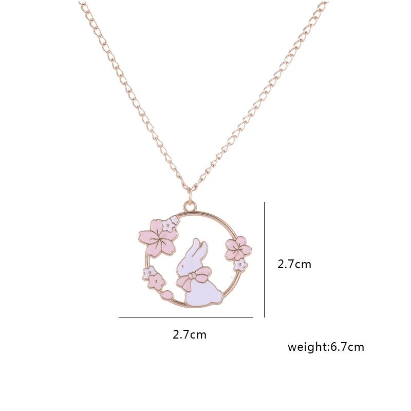 Romantic Lovely Rabbit Cat Cherry Blossom Necklace Necklaces Jewelry for Women 2026 Free Shipping the Neck Chain Chains Pendant