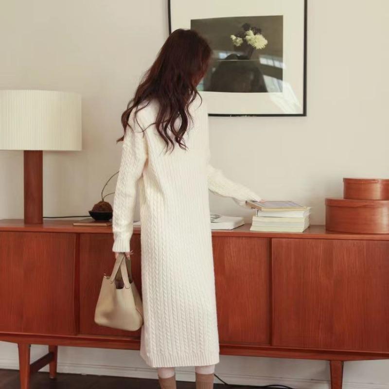 Шерстяное платье женское зимнее 2023 длинное стильное роскошное французское платье знаменитостей супер красивое шерстяное платье с подкладкой свитер женские топы