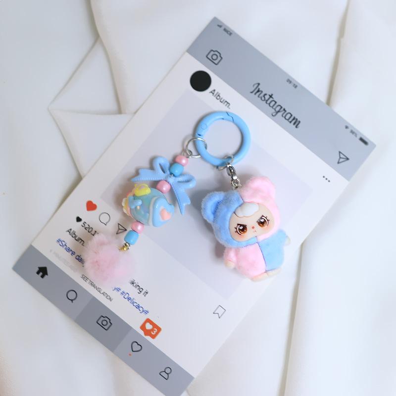 Mini Doll Keychain Cartoon Cute Three-Dimensional Doll Pendant Backpack Decoration Accessories Car Key Ring Gifts