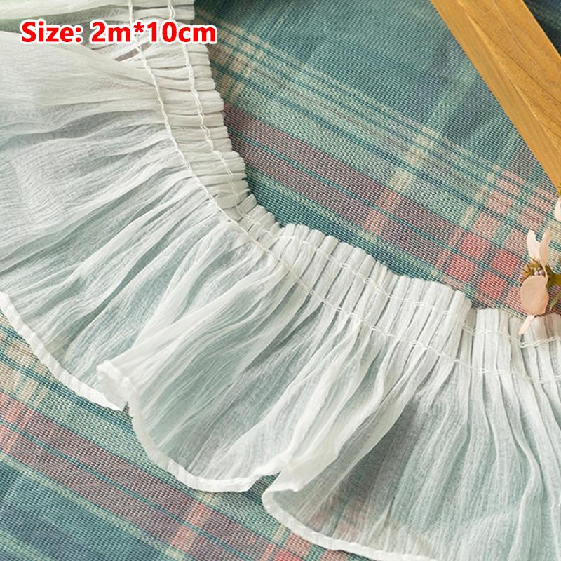 2М Шифоновая Плиссированная Кружевная Ткань Бахрома 9/10/12СМ Лента Отделка Для Шитья Рукоделия Аксессуары Юбки Одежда DIY Поделки