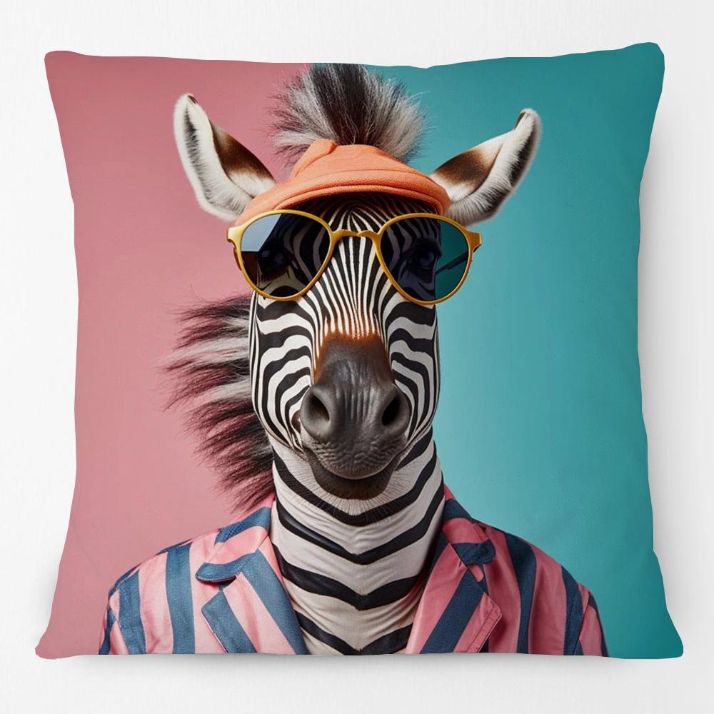 European Fashion Dog with Glasses Poodle Schnauzer Animals Portrait Poster Cushion Covers Pillowcase for Sofa