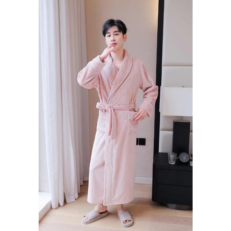 Мужские и женские зимние теплые халаты, пушистый флисовый халат, длинная пижама, домашний халат, пушистый халат для отеля и спа