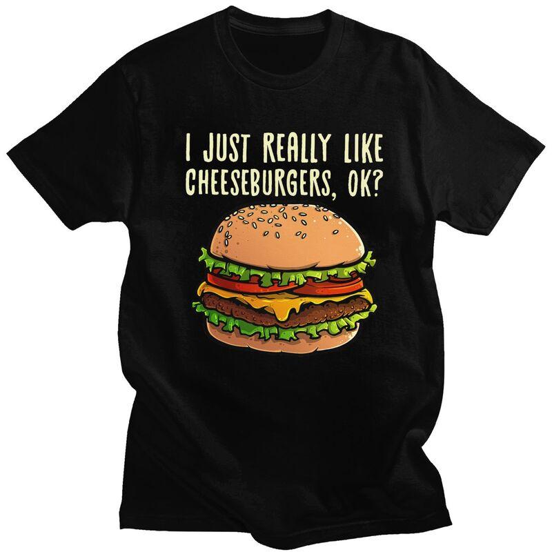 Fashion Funny Cheeseburger Hamburger Design T Shirts Unisex Burger Lover Tshirt Streetwear Casual Tee Loose Oversized Clothes