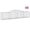 VidaXL Paniers à gabions arqués 6 pcs 300x50x60/80 cm fer galvanisé, gabion, cage de gabion, panier de mur de gabion, mur de 3146669
