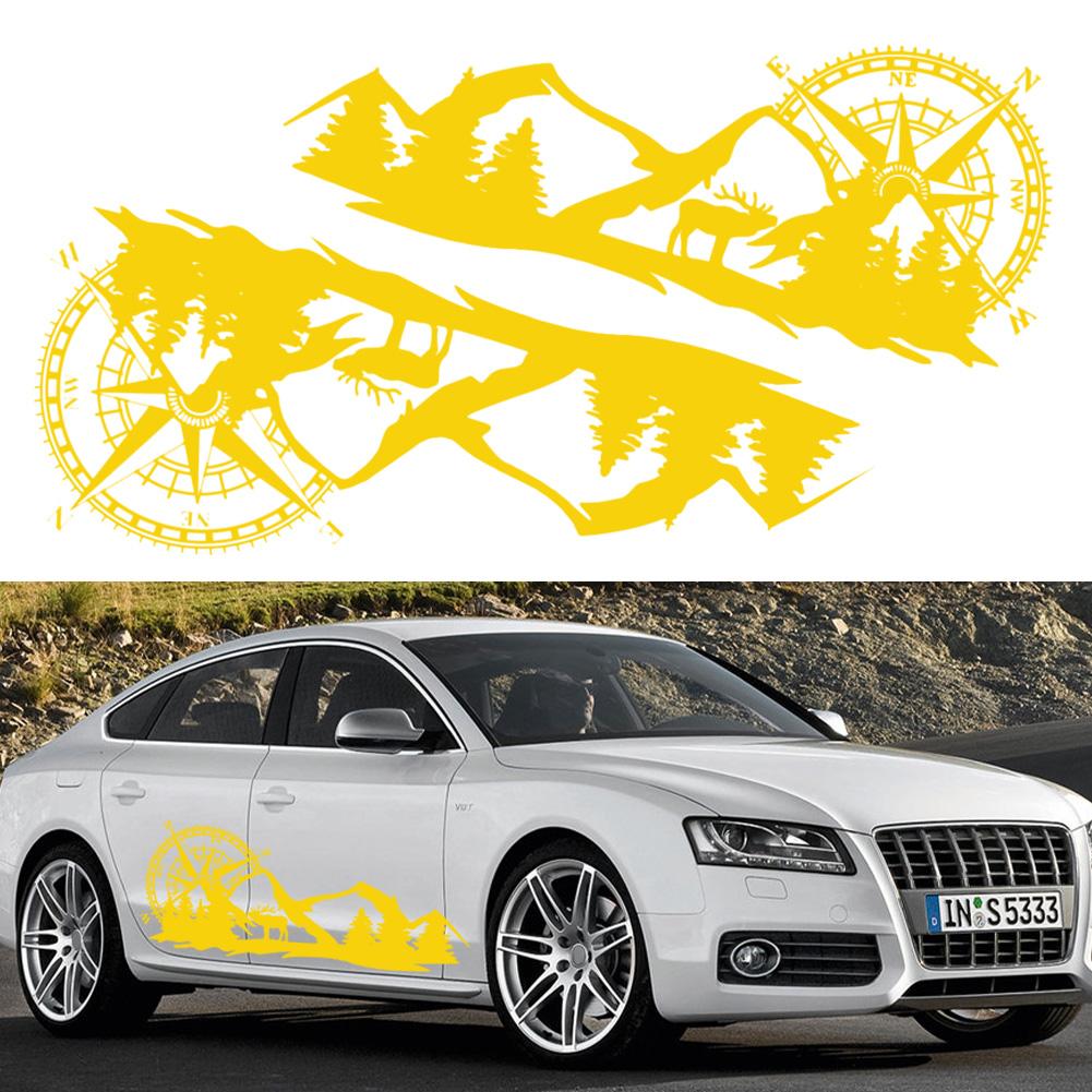 Большие наклейки на автомобиль Компас Дерево Гора Олень ПВХ наклейки Виниловая графика Водонепроницаемый внедорожник автофургон Стайлинг Украшения Внешние аксессуары