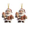 2/7Pcs Christmas Santa Claus Hanging Decoration Holiday Party Winter Xmas Tree 2D Flat Acrylic Cartoon Father Christmas Hanging Ornament