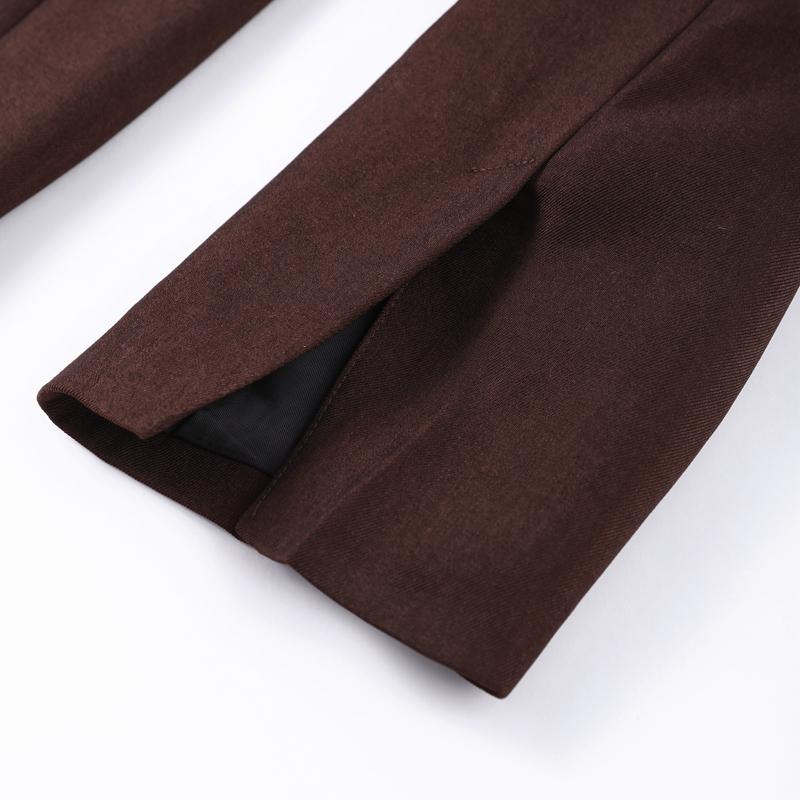 Elegant Blazer Women Fashion Brown Shoulder Pad Cinched Waist Suit Jacket Commute Office Lady Women's Professional Jacket