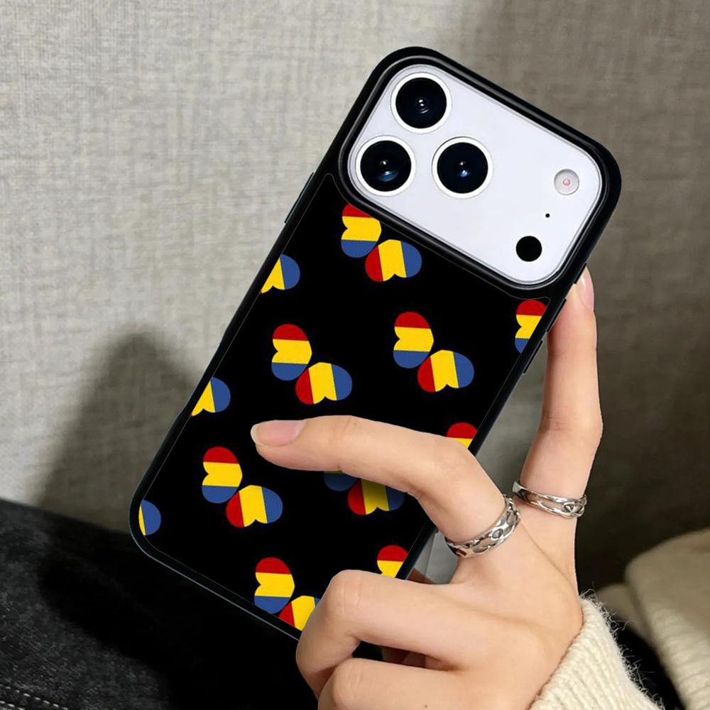 Чехол Case для iPhone 17 Air 16 Pro Max 15 Plus 11 13 Mini 14 12 Задняя крышка телефона Флаг Румынии
