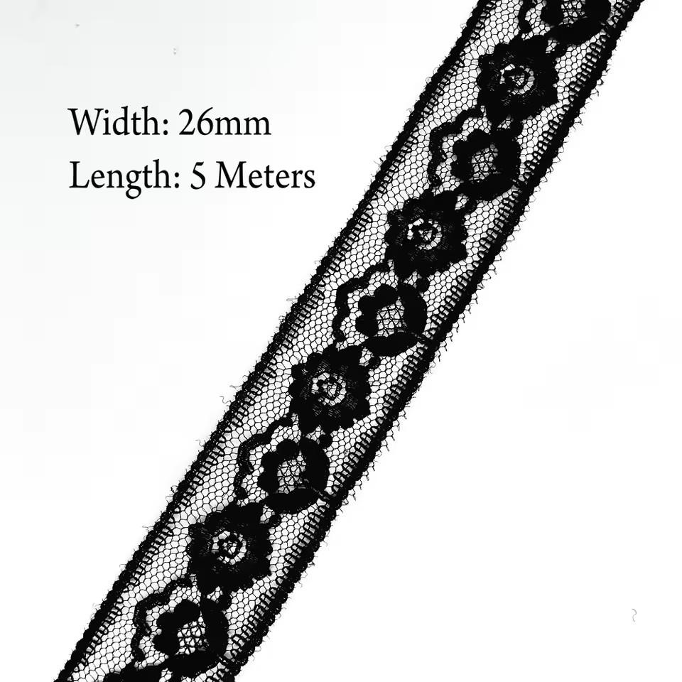 5 метров Белая и черная кружевная лента Ассорти цветочных отделок для подарочной упаковки Рождественский свадебный декор DIY поделки Швейные аксессуары