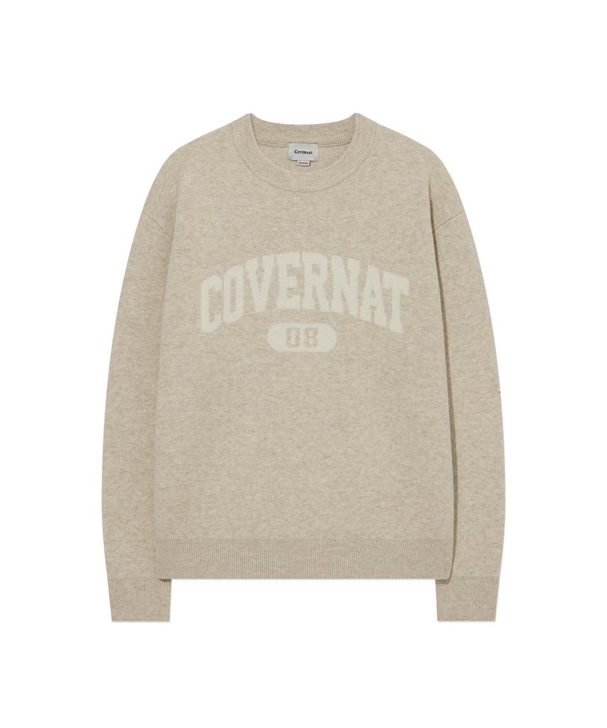 COVERNAT Center Arch Logo Knit Beige