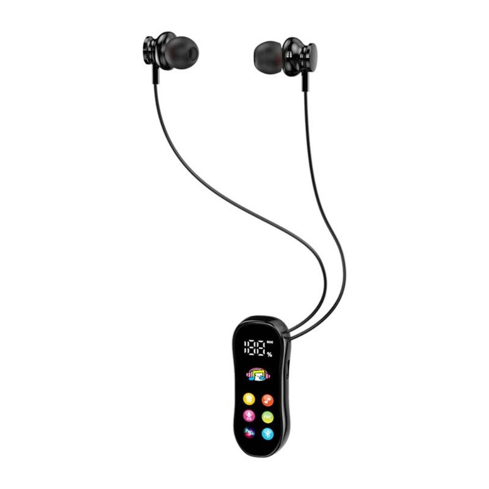 LED Screen Lavalier Bluetooth Earphones Card Insertion Wireless Headphones HD Calling