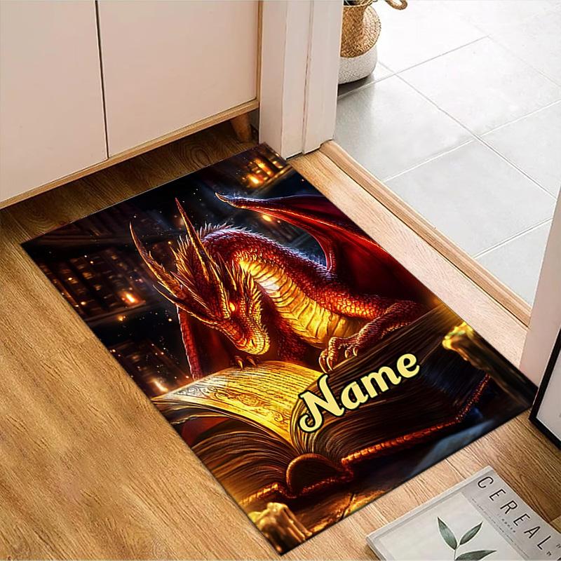 Custom Name Dragon Tales books Rug for Living Room, Game Rooms, Office, Bedroom, Floor Mat Playful Design, fan gifts Christmas decor