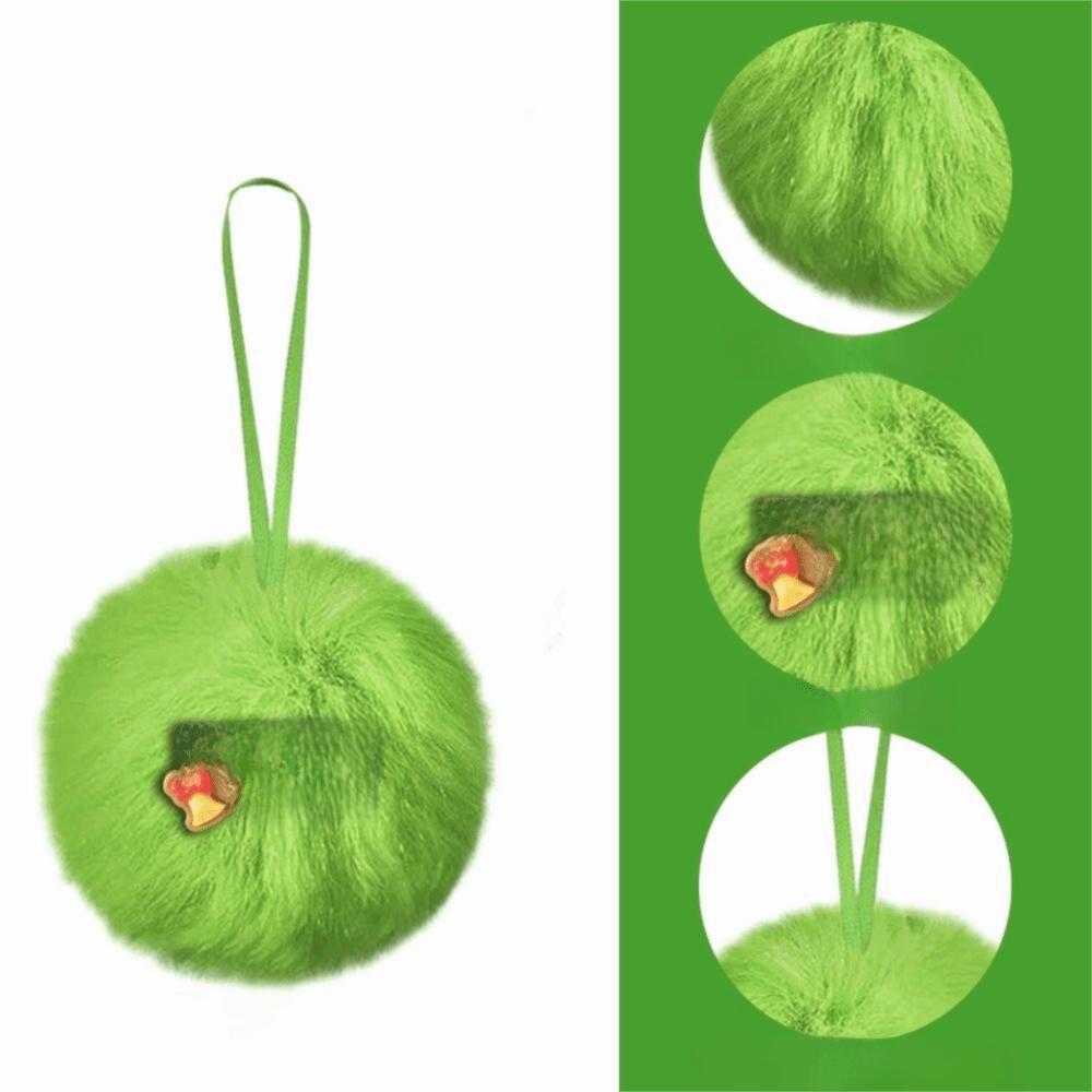 Furry Christmas Ball Lime Green DIY Christmas Tree Decoration Ball 6cm with Bow Christmas Hanging Decorations Navidad